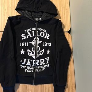 Women’s L, Sailor Jerry hoodie, thick, excellent quality, like new.